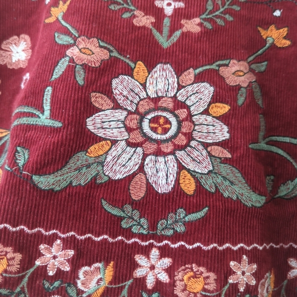 Blu pepper mini skirt women's size small lined embroidered corduroy red - Picture 2 of 6